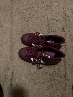 adidas Burgundy Sneakers with White Stripes